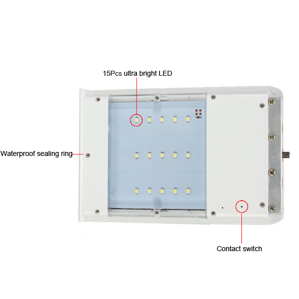 2015 new solar powered panel 15 led street light solar sensor light outdoor garden path spot light wall emergency lamp luminaria