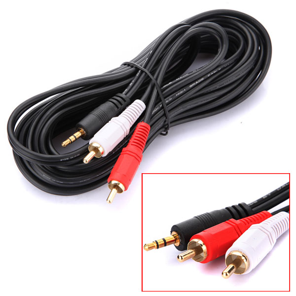 2015 special offer 5m 15ft 3.5mm male to 2 rca male audio adapter cable cord for mp3 mp4 pc