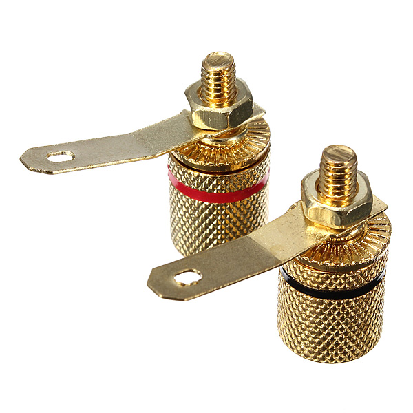 2pcs 3.5cm black red gold plated binding post amplifier speaker audio connector terminal banana 4mm plugs