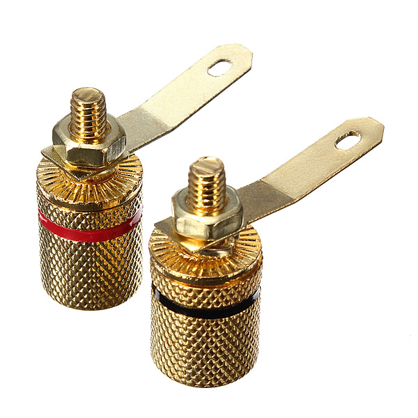 2pcs 3.5cm black red gold plated binding post amplifier speaker audio connector terminal banana 4mm plugs