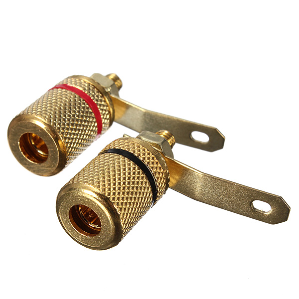 2pcs 3.5cm black red gold plated binding post amplifier speaker audio connector terminal banana 4mm plugs