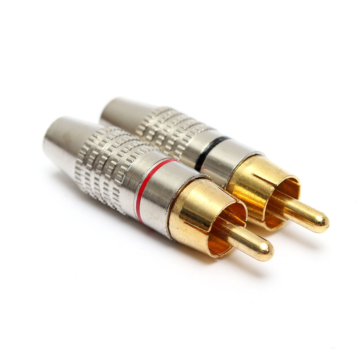 2pcs rca plug solder gold audio video adapter connector male balck + red new 2pcs rca plug solder gold audio video adapter connector male balck + red new