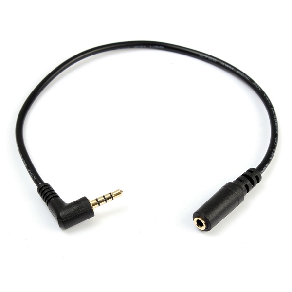 3.5mm (1/8) 90 right angle male to female stereo plug adapter converter 25cm earphone headphone headset cable