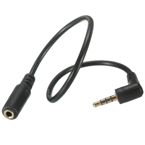 3.5mm (1/8) 90 right angle male to female stereo plug adapter converter 25cm earphone headphone headset cable