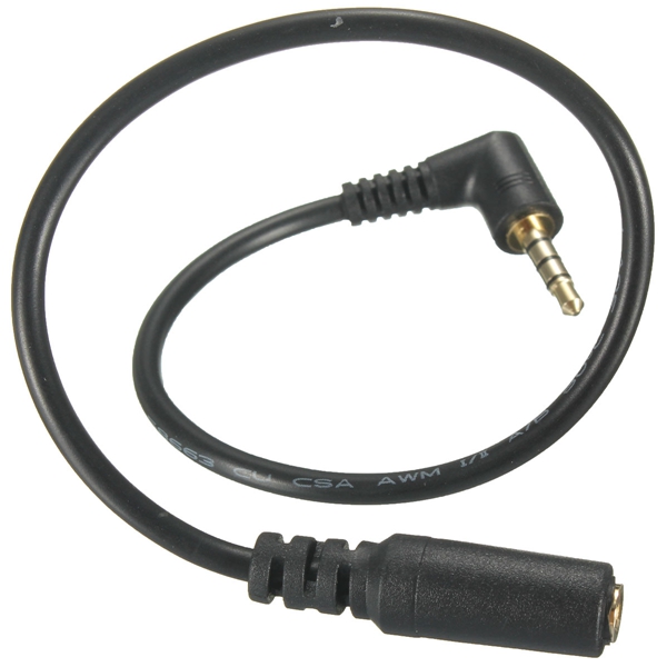 3.5mm (1/8) 90 right angle male to female stereo plug adapter converter 25cm earphone headphone headset cable