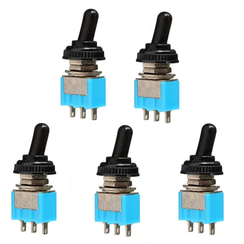 5pcs miniature toggle switch 25v 6a on-on 2 position 3 pins spdt toggle switch waterproof cover cap best promotion