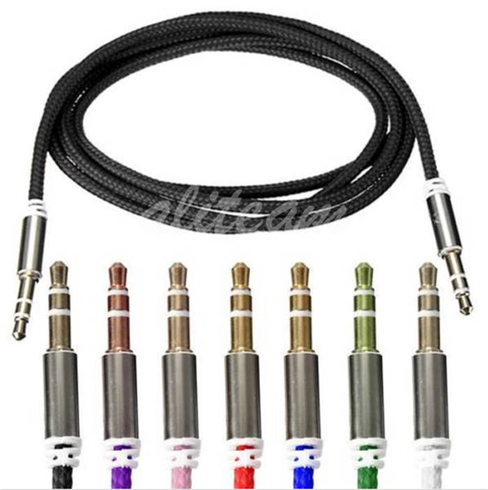 70xpsc newest 3.5mm braided 1m auxiliary aux male to male stereo audio cable for iphone 6 plus 5s note 4 3 for ipod dvd pc mp4 5