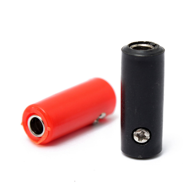 best promotion!!2pcs black red copper silicone insulated in line banana female jack socket converter adapter plug connector