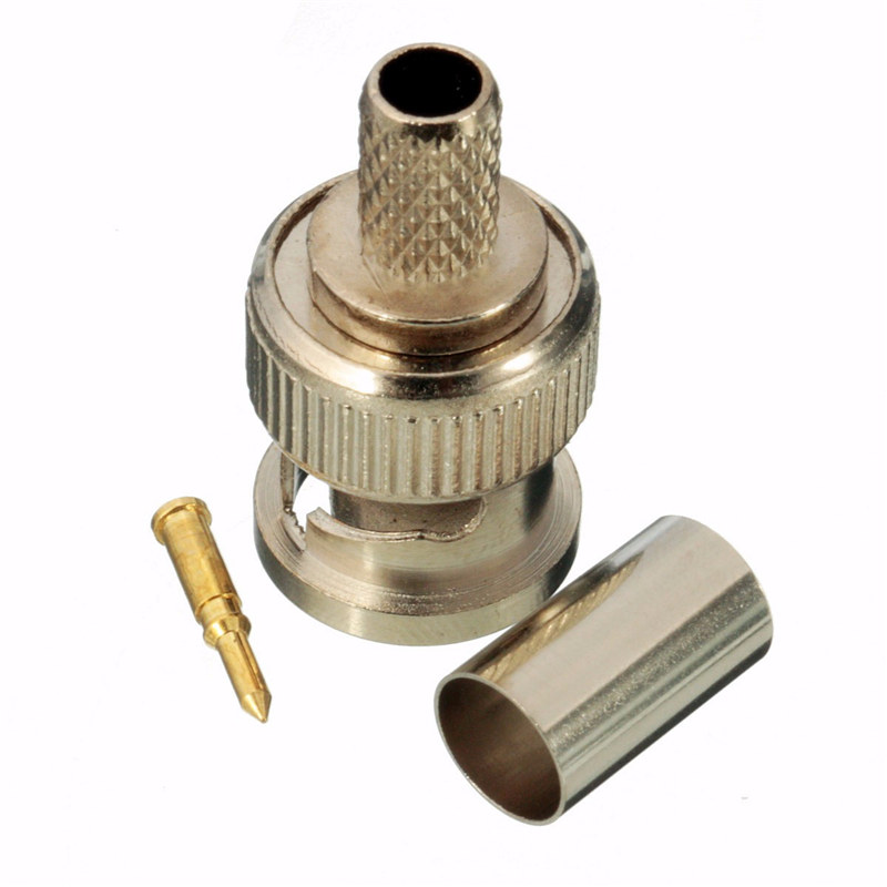 best promotion hight quality 3 piece bnc male crimp connector plug for rg59 coaxial cable coupler adaptor cctv
