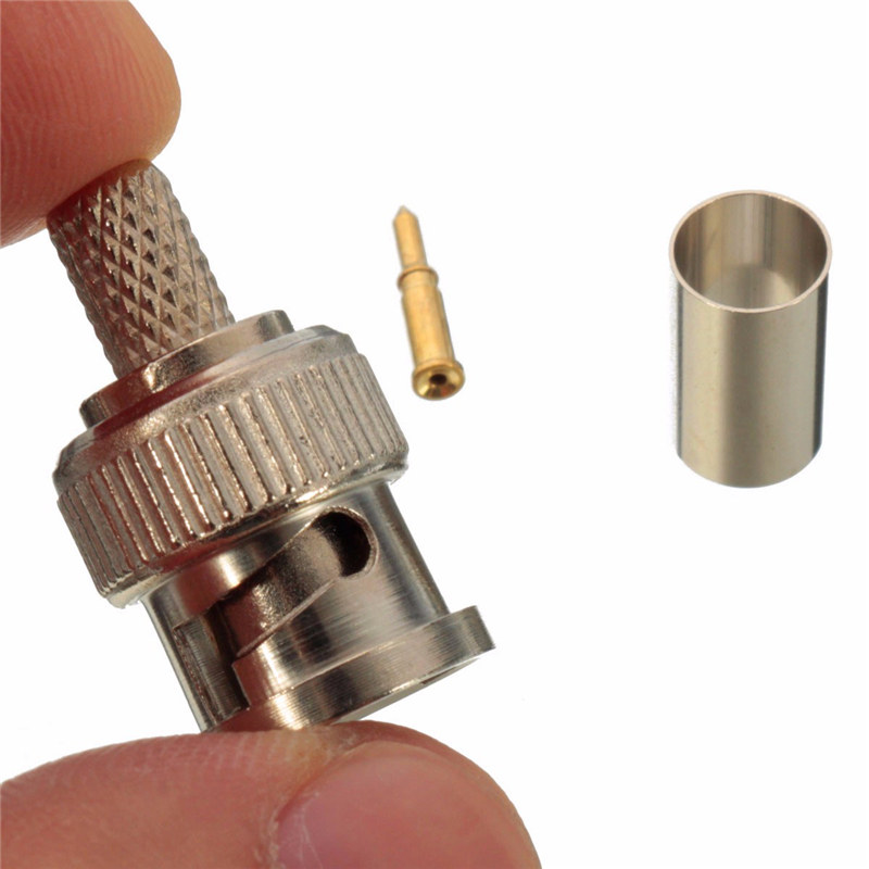 best promotion10pcs rg59 3 piece bnc male crimp connector plug for rg59 coaxial cable coupler adaptor cctv