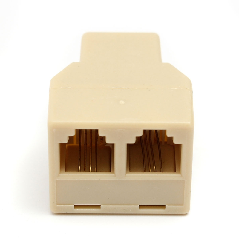 brand new 1 to 2 female rj11 telephone phone jack line y splitter adapter connector beige best promotion