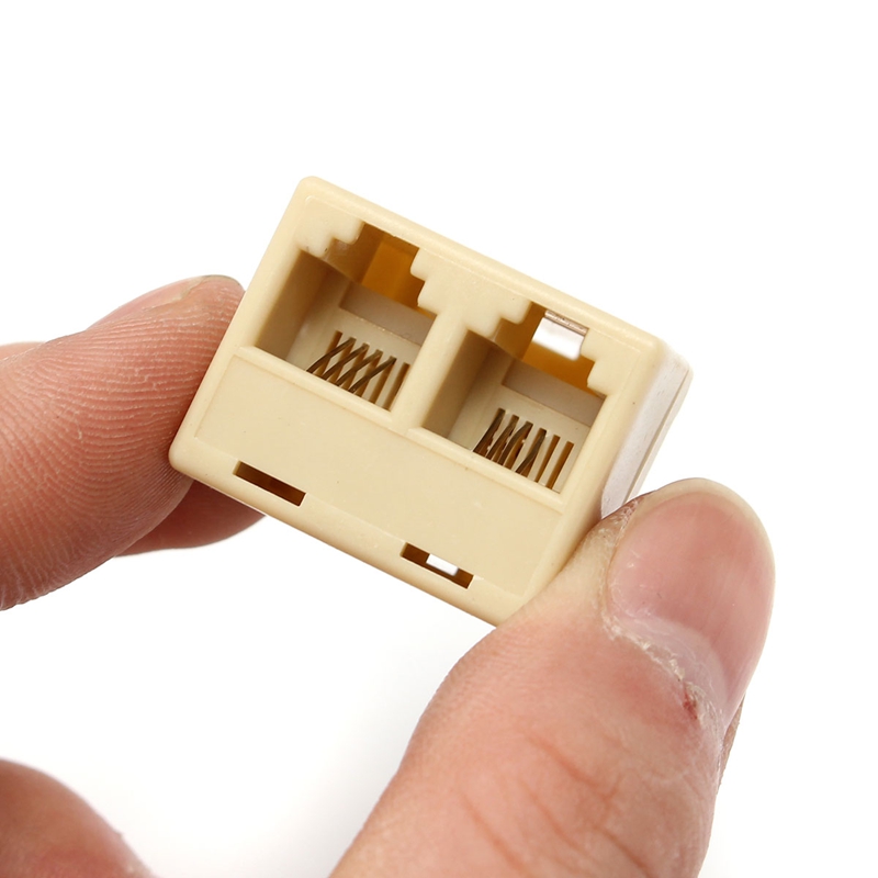 brand new 1 to 2 female rj11 telephone phone jack line y splitter adapter connector beige best promotion