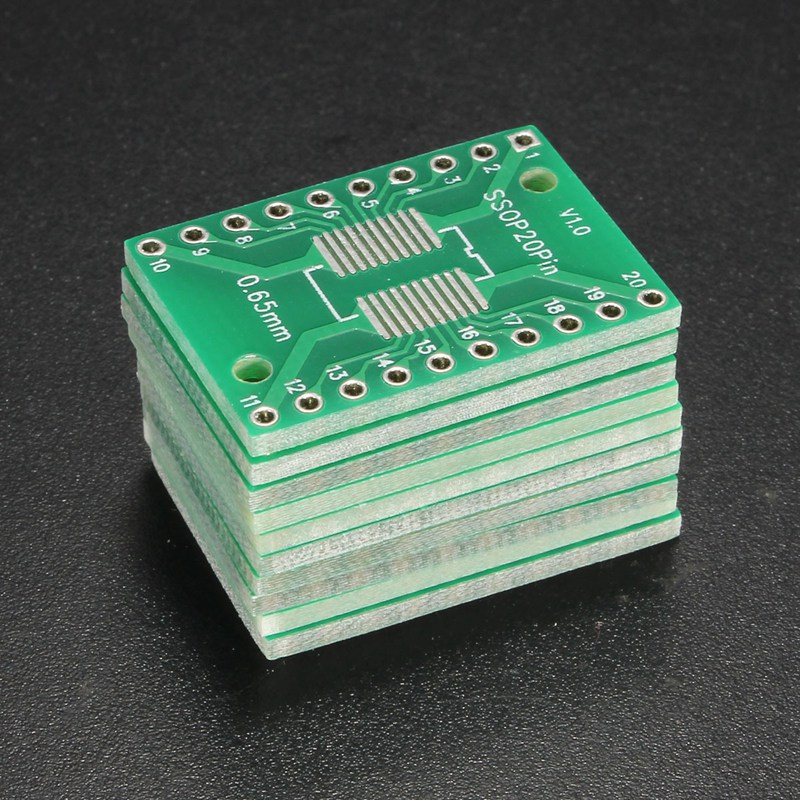 brand new 10pcs sop20 ssop20 tssop20 to dip20 pcb smd dip adapter plate pitch 0.65/1.27mm