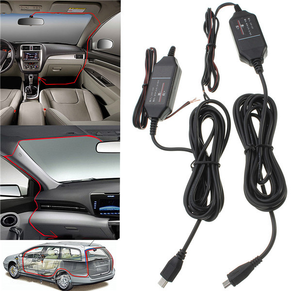 brand new 12v to 5v hard wire power adapter cable cord jack for car dvr dash camera black