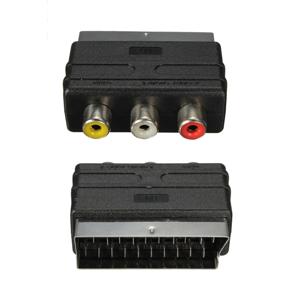 brand new 20 pins scart male plug to 3 rca female av tv audio video adaptor converter in brand new 20 pins scart male plug to 3 rca female av tv audio video adaptor converter in