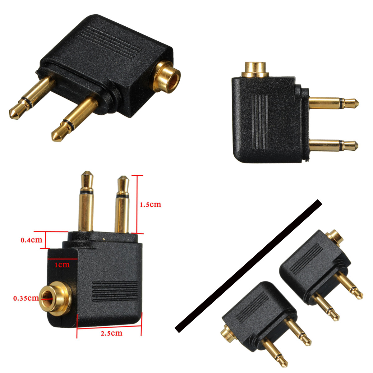 brand new 2pcs black 3.5mm female to 2 x 3.5mm audio adapter headphone stereo jack new