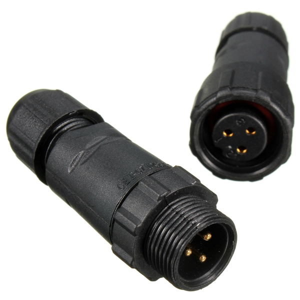 brand new 3 pins assembled ip68 waterproof grade electrical connector plug socket black best promotion