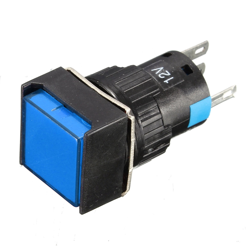 brand new 3a 5pin 12v 16mm led power push button switch silver aluminum latching type