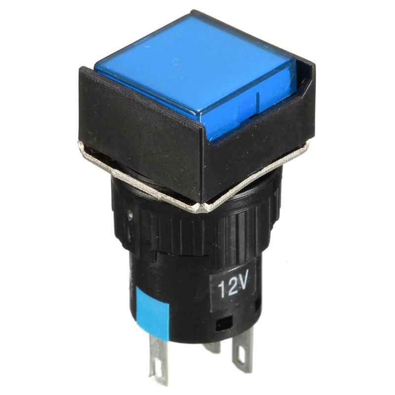 brand new 3a 5pin 12v 16mm led power push button switch silver aluminum latching type