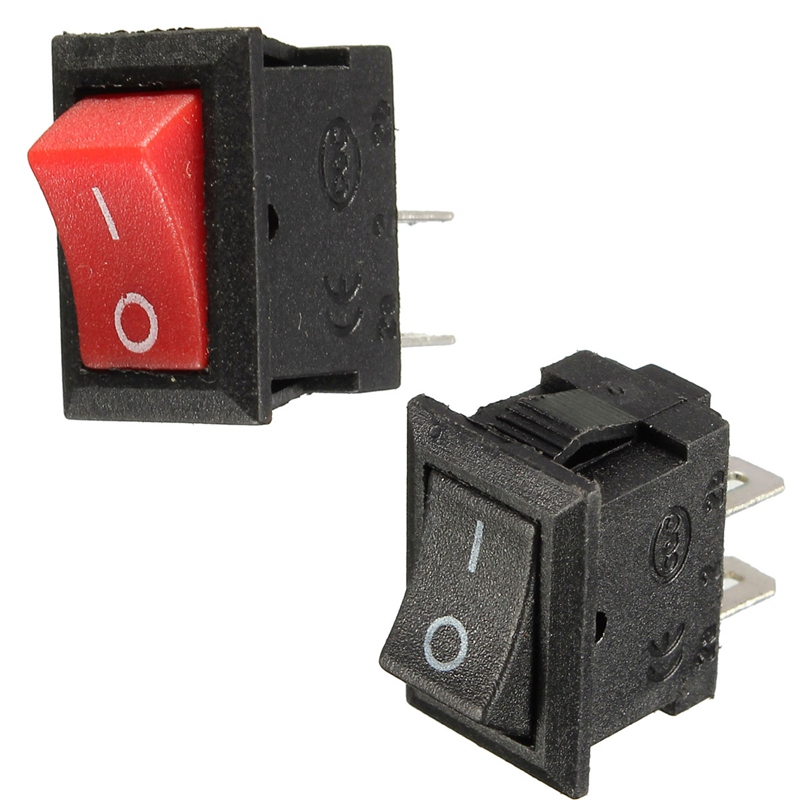 brand new portable precision fine 20pcs 250v 3a mini boat rocker switch spst on-off 2-pin black/red plastic button