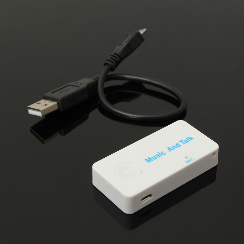 brand new white wireless bluetooth a2dp 3.5mm stereo hifi audio dongle adapter receiver top