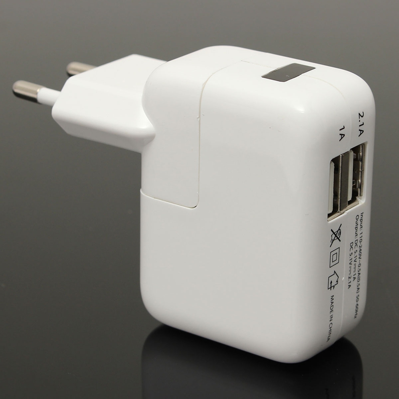 eu plug dual usb 5v 2.1a wall charger adapter usb charger travel power 2 usb port for iphone 5s for ipad for galaxy s3 s4 note