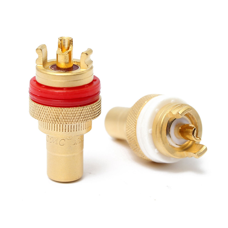 excellent quality 2pcs diameter 12mm cooper rca plugs cradle white red connectors female plate chassts socket durable excellent quality 2pcs diameter 12mm cooper rca plugs cradle white red connectors female plate chassts socket durable