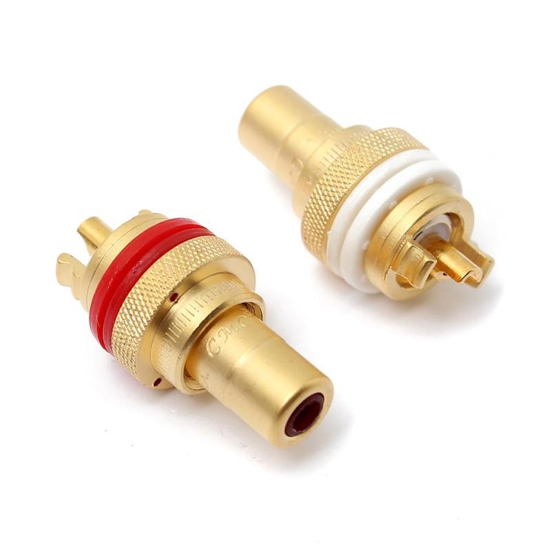 excellent quality 2pcs diameter 12mm cooper rca plugs cradle white red connectors female plate chassts socket durable