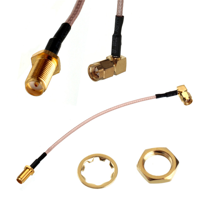 excellent quality 5pcs sma female bulkhead to sma male ra plug right angle pigtail cable rg316 15cm