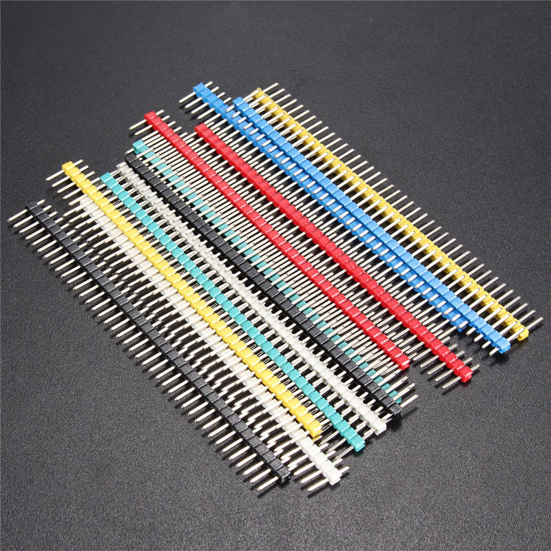 high-end 12pcs multicolor 2.54mm 40pin single row straight male pin header strip 6-color