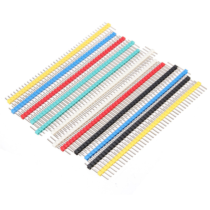 high-end 12pcs multicolor 2.54mm 40pin single row straight male pin header strip 6-color
