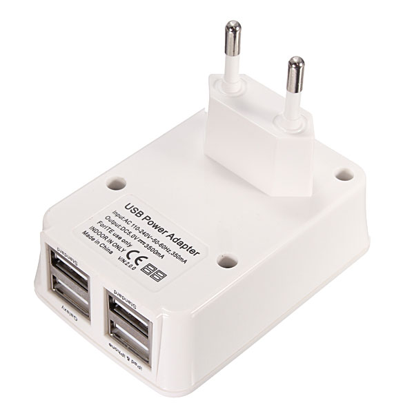 modern design pretty 4 usb port power adapter hub wall charger for iphone for ipad for samsung uk/us/eu plug