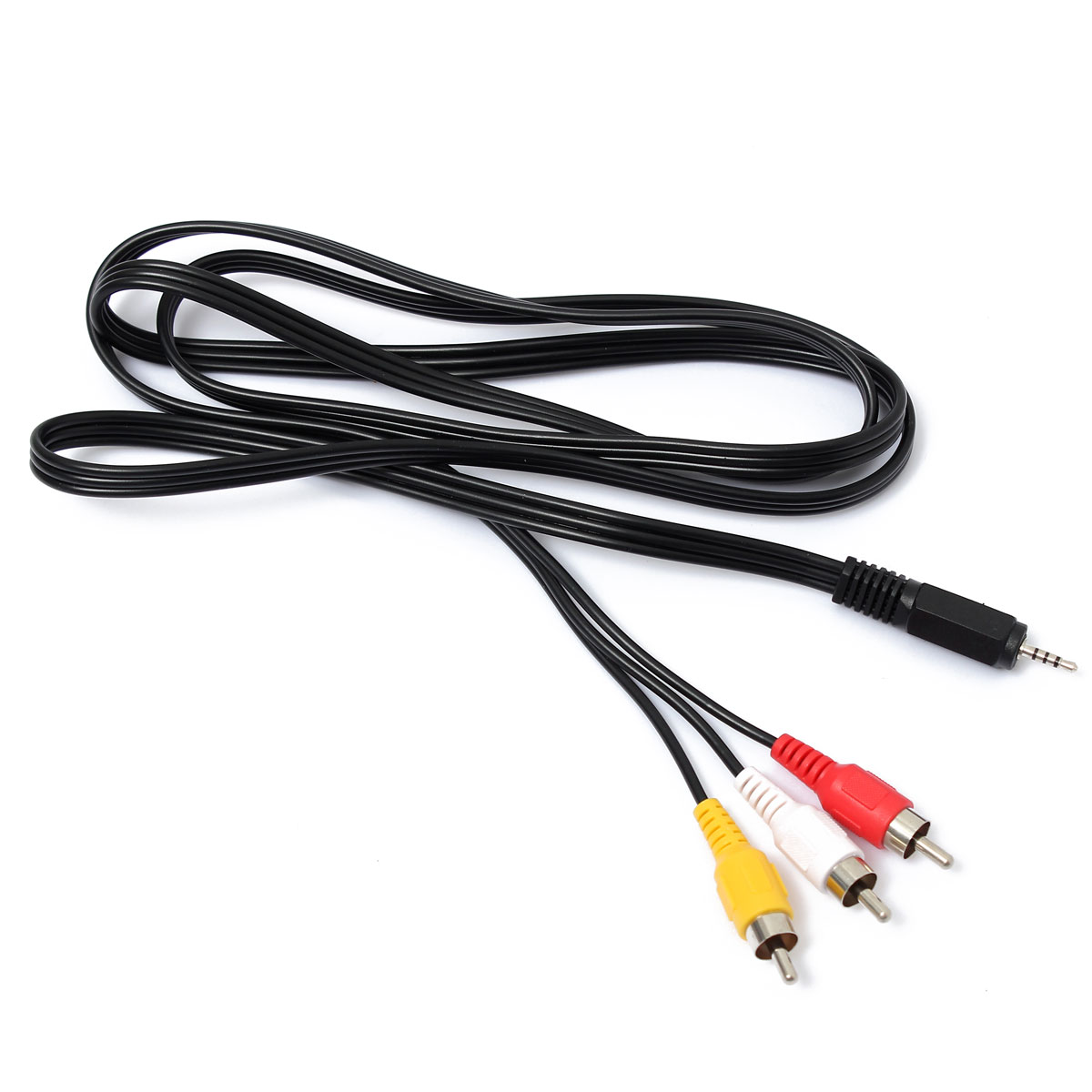 new 1.5 metres 2.5mm jack plug to 3 phono audio video av out cable 4 pole tv lead new 1.5 metres 2.5mm jack plug to 3 phono audio video av out cable 4 pole tv lead