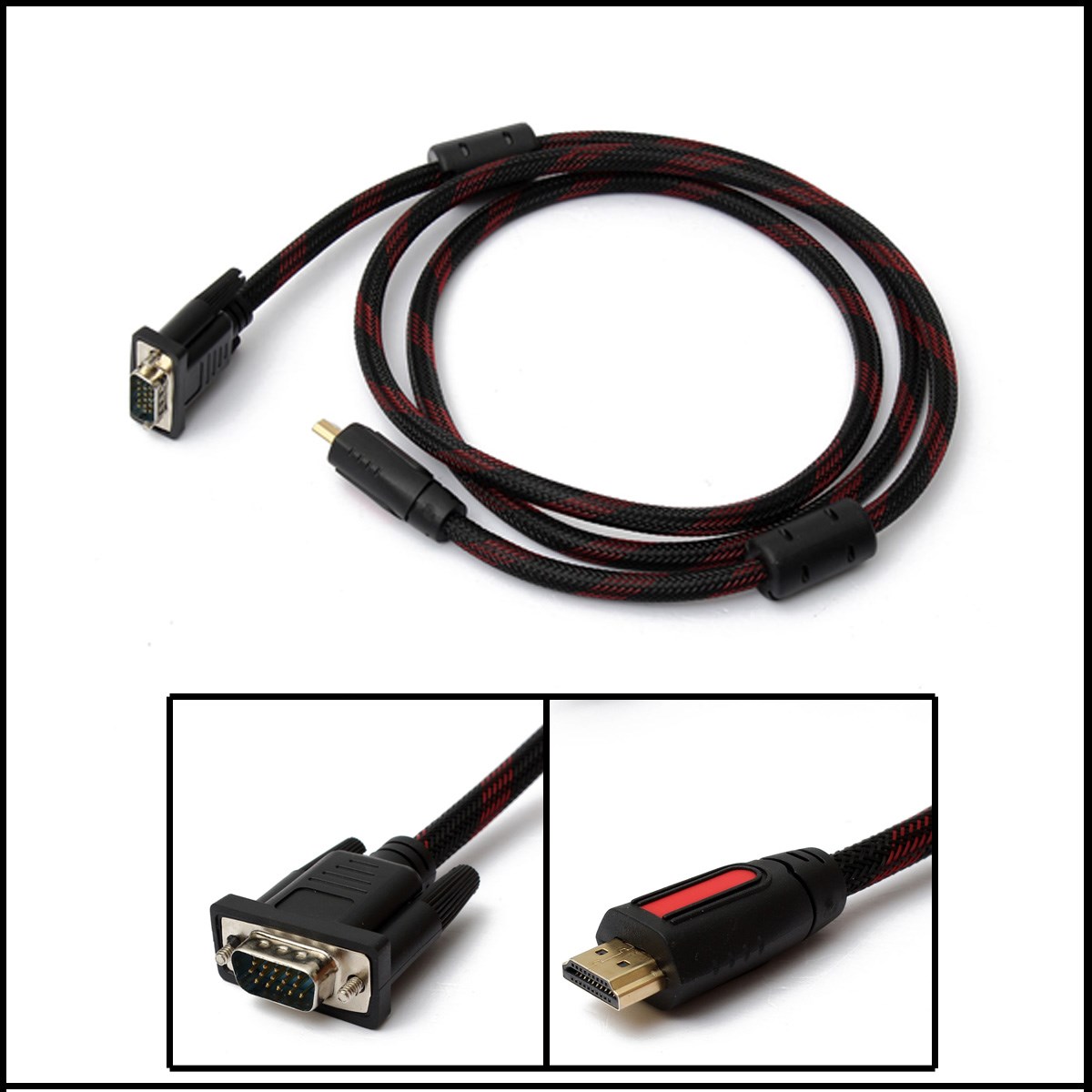 new 1.5m hd 1080p hdmi male to 15-pin vga connector adapter converter cable for hdtv