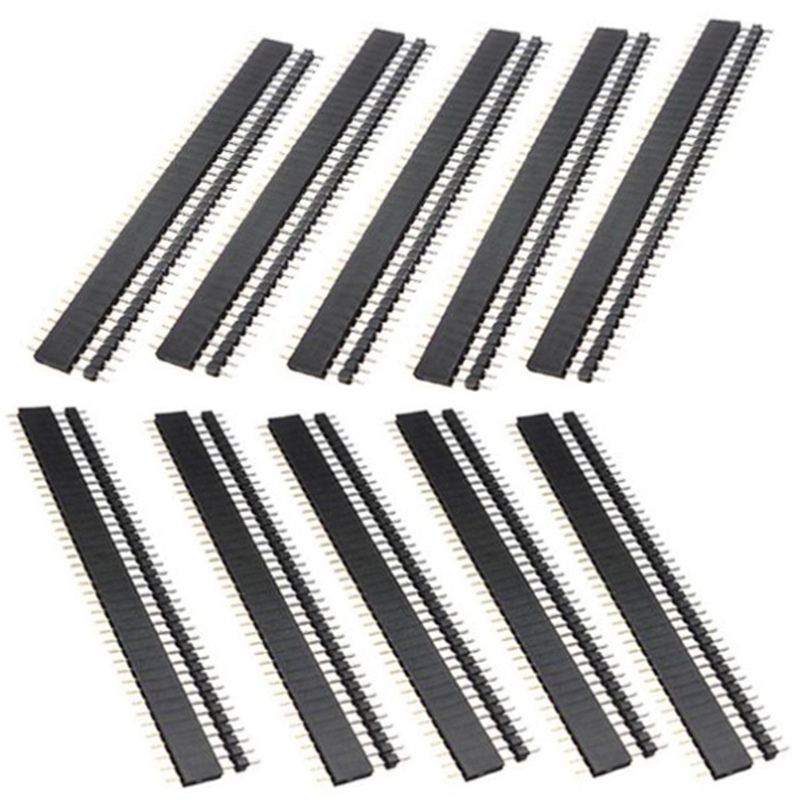new 10 pairs 40 pin 2.54mm male & female sil header socket row strip pcb connector