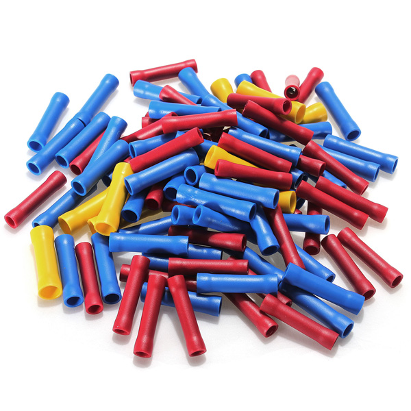 new 100pcs assorted insulated straight wire butt connector electrical crimp terminals