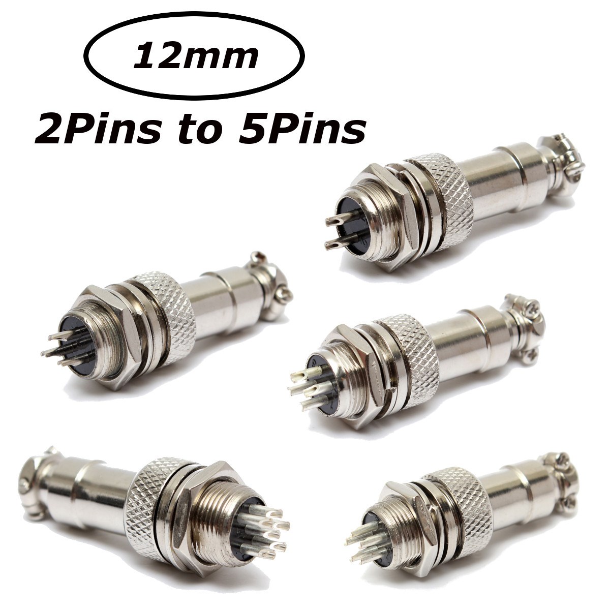 new 2/3/4/5/6 pin 12mm xlr aviation audio male plug female jack cable connector kit