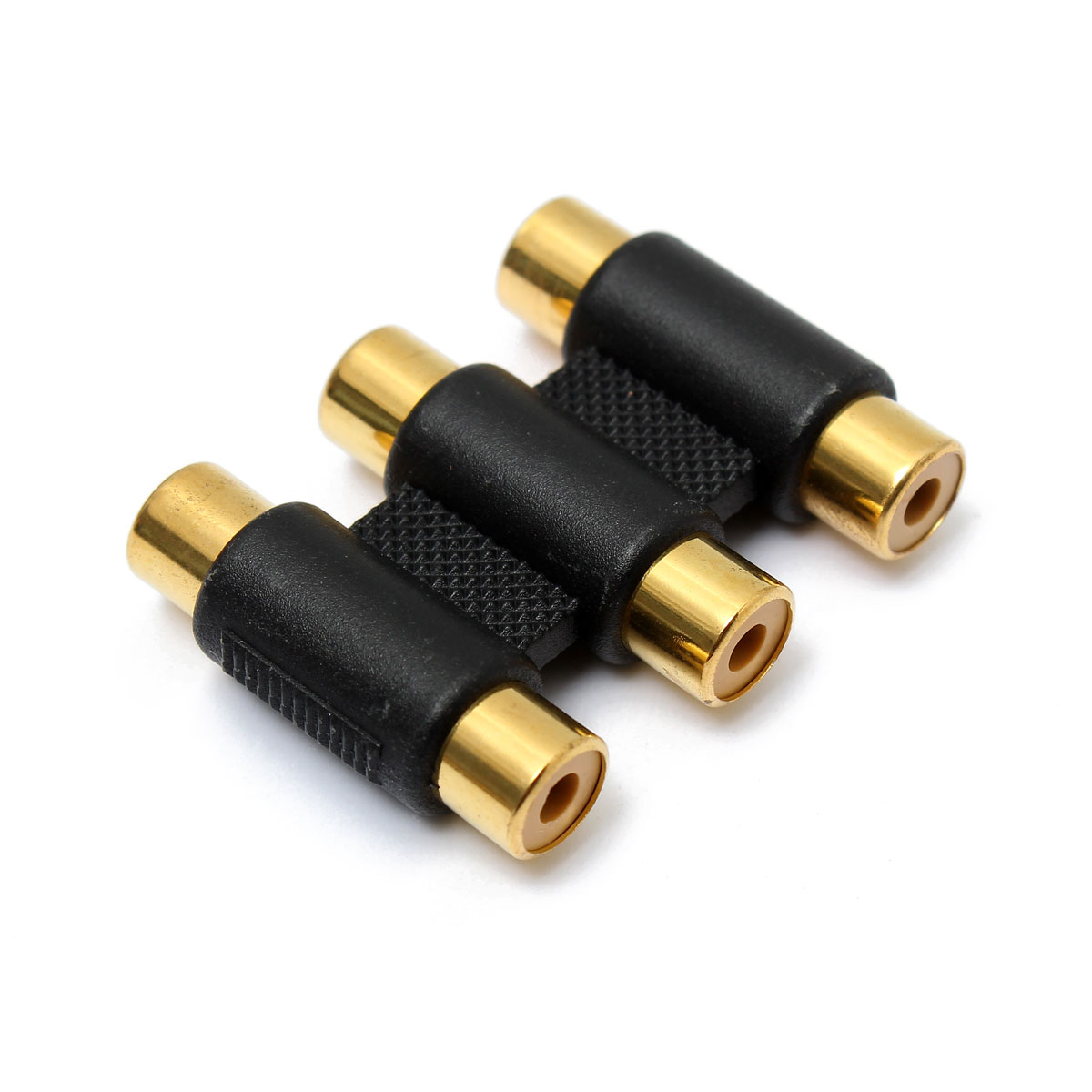 new 3 rca female to female f/f connector gold plated coupler audio video av adapter