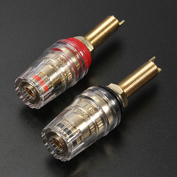 new 4 x long thread gold plated audio speaker binding post banana plug terminals