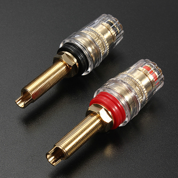 new 4 x long thread gold plated audio speaker binding post banana plug terminals
