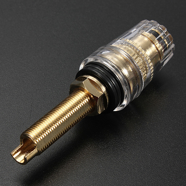 new 4 x long thread gold plated audio speaker binding post banana plug terminals