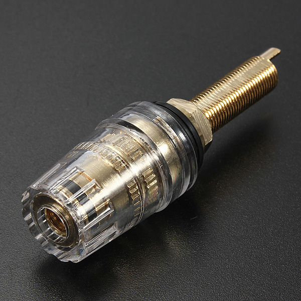 new 4 x long thread gold plated audio speaker binding post banana plug terminals