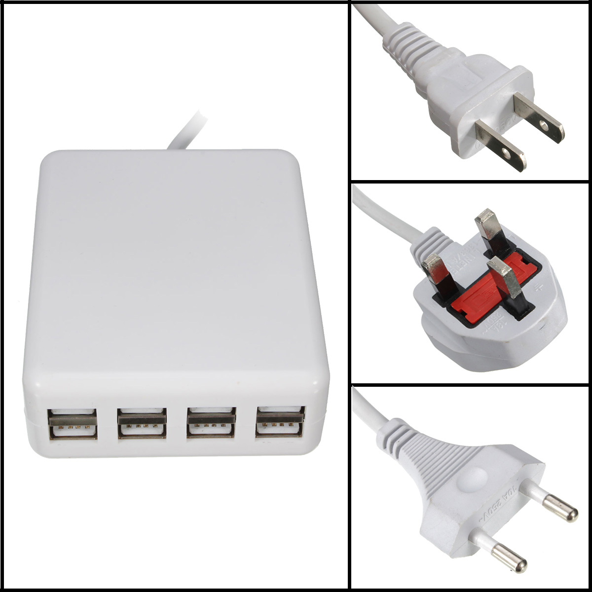 new 40w universal 6 port portable usb hub desktop wall charger adapter us/uk/eu plug