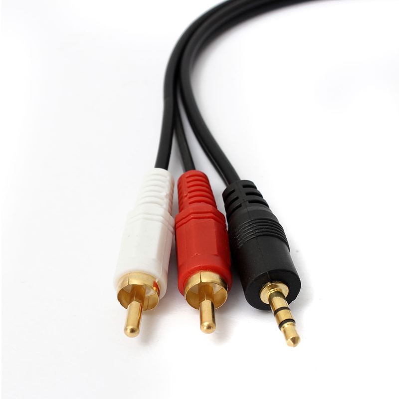 new 5ft 3.5mm stereo male plug to 2 rca dual audio male adapter speaker cable black