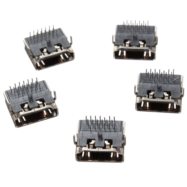 new 5pcs 19 pin hdmi type 90 video male plug female feet in three rows connector