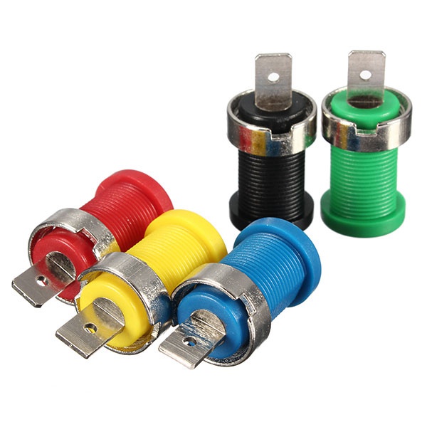 new 5pcs color set 4mm binding post banana jack plug socket panel mount test probe excellent quality
