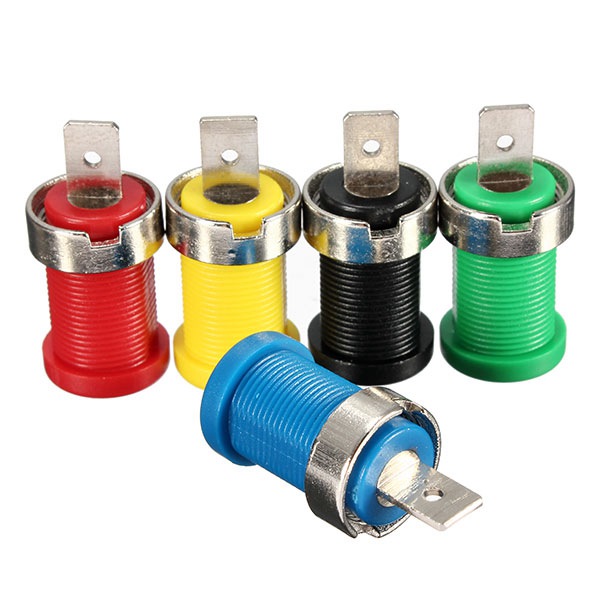 new 5pcs color set 4mm binding post banana jack plug socket panel mount test probe excellent quality