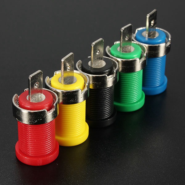 new 5pcs color set 4mm binding post banana jack plug socket panel mount test probe excellent quality