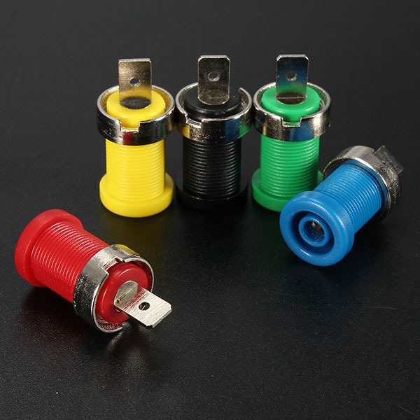 new 5pcs color set 4mm binding post banana jack plug socket panel mount test probe excellent quality
