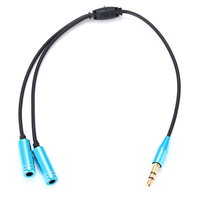 new arrival 5 colours 3.5mm stereo audio y splitter 1 male to 2 dual female cable adapter earphone